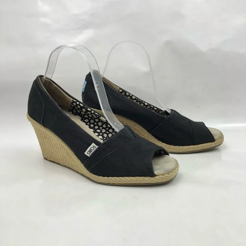 TOMS Canvas Espadrille wedge shoes